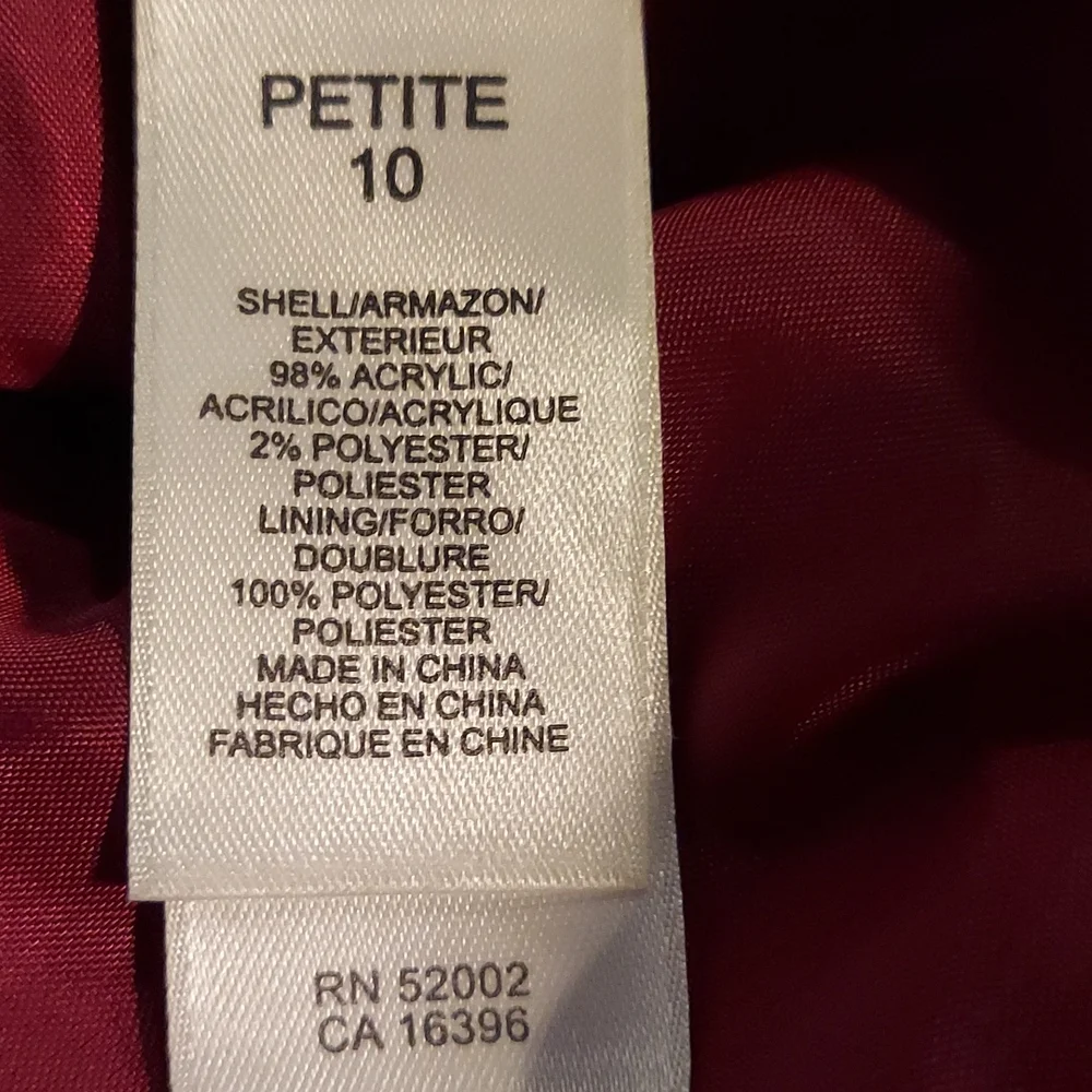 Emma James Petite red white tweed single breasted blazer Size 10P - Picture 6 of 9